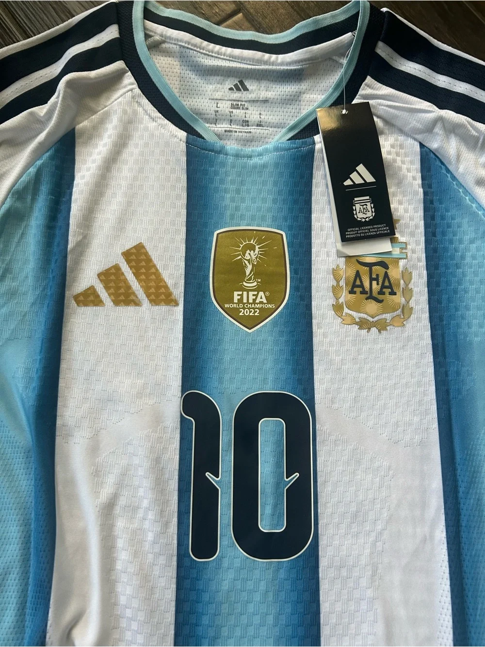 Adidas Argentina Home Soccer Jersey MESSI Light Blue & White PLAYER VERSION